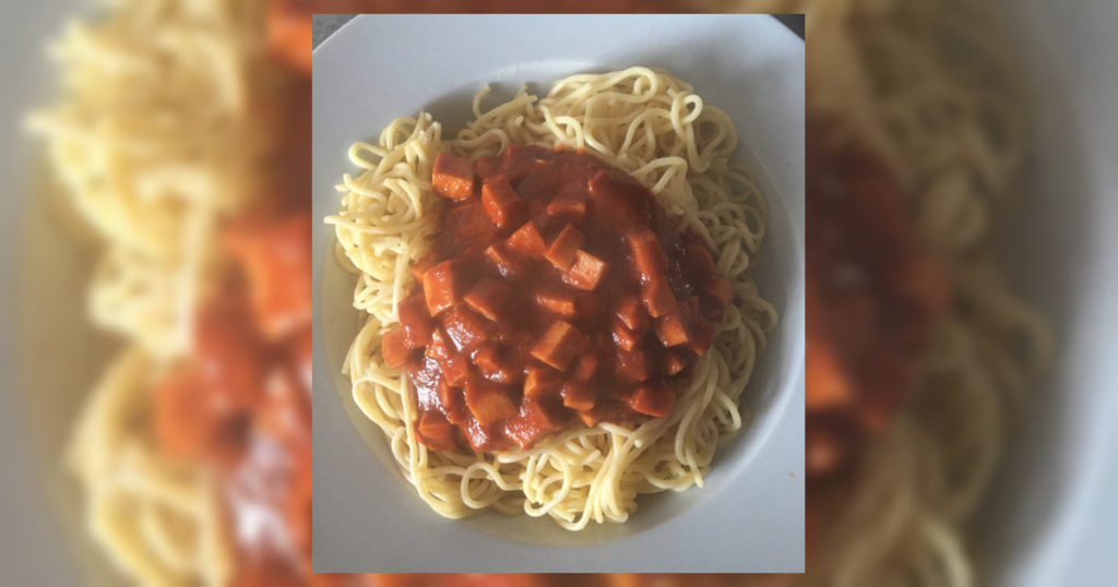 Rezept für Spaghetti mit Fleischwurstsoße